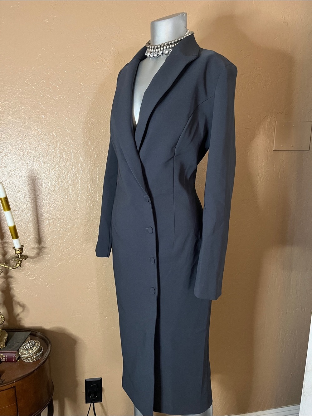 NWT Mooyius Long Tailored Gray Longline Blazer Coat.  SZ S